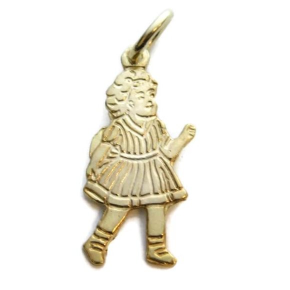 Girl Plaque 14k Yellow Gold Charm pendant